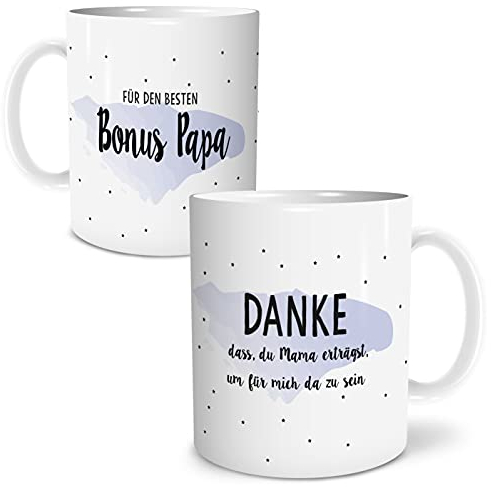 OWLBOOK® Geschenke für Bonus Papa zum Geburtstag | Bonuspapa Geburtstagsgeschenk für Stiefpapa Geschenk | Weihnachtsgeschenke für Stiefvater | Danke Bonus Papa | Tasse 300 ml