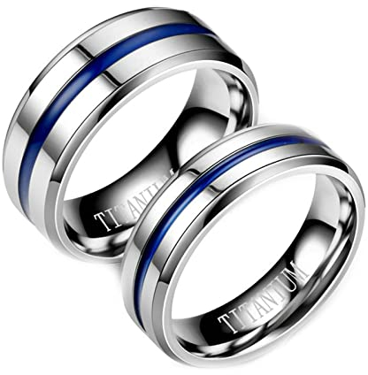 Beydodo Verlobung Ringe Paar mit Gravur, Partnerringe Titan ohne Stein Glatt Bandringe Hochzeitsringe Eheringe Damen Gr.54 (17.2) + Herren Gr.67 (21.3)