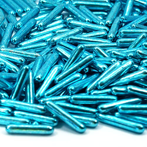 Streusel Glück Zaubersticks Macaroni blau metallic 90g - blaue Zuckerstreusel Rods Zuckerdekor Sprinkles Tortendeko Deko für Cupcakes Muffins Torte Kuchen Geburtstag Hochzeit Weihnachten Party