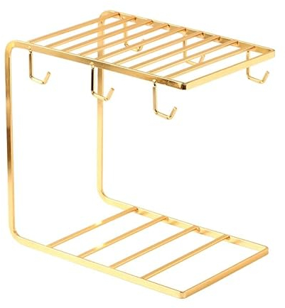 Ztexkee Porte-tasses à café doré de luxe pour rangement de la maison, support de tasse à eau, support de vaisselle en fer, convient pour restaurant, café, bar, ustensiles de rangement de cuisine