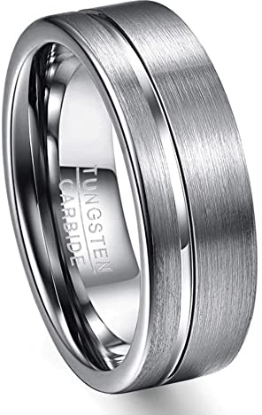 ZENSE - Bague homme satinée rainurée en acier argenté ZR0172