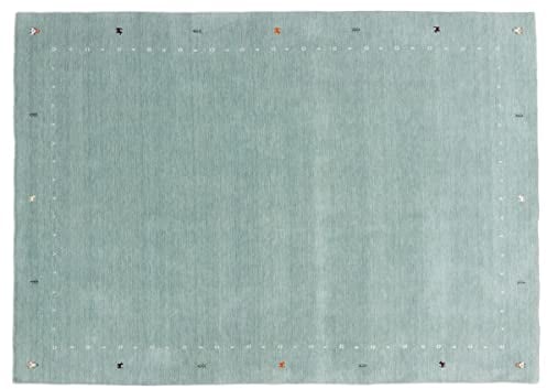 RUG PRINCE Wollteppich Gabbeh Muti 240x340 Handgewebt Türkis Einfarbig Handarbeit Zimmer