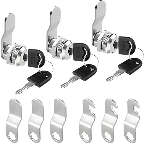 GNCLOUD Security Mailbox Lock 3 Sets 16mm Cabinet & Letter Post Box & Drawer & Generic Drawer & Cam Toolbox Door & Cupboard Locks with Keys Silver