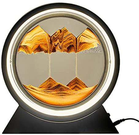 GSenhui Sandbilder zum Drehen, Sandbild mit Licht, Fließende Sandmalerei Nachtlicht, Sandscape - Die Sandkunst in Tiefsee, Bewegtes Sandbild Deko für Schlafzimmer, Büro, 12 Zoll