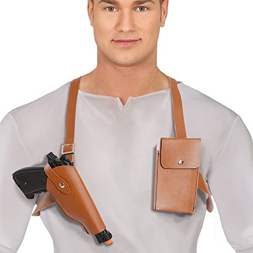 FIESTAS GUIRCA - Schulterholster, Tasche, Kunstleder, Braun, für Erwachsene – Kostüm-Zubehör – Cosplay für Karneval – Thema: