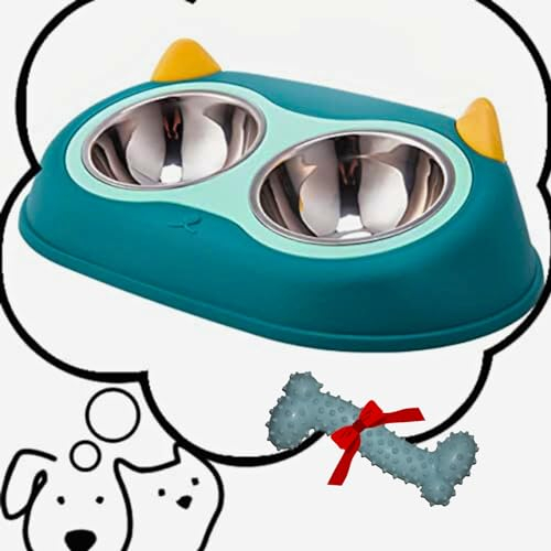 Gamelle Chat surélevée - Mangeoirs et abreuvoirs pour Chats - Gamelle Anti vomissements inclinée à 15º - Double gamelle Chien Anti-voracité (Verde)