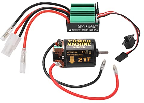 VBESTLIFE Brushed Motor ESC Combo, Brushed Motor ESC Combo with 540 21T Brushed Motor 65A Waterproof Green Brushed ESC RC Car Complete Motors Electric Motors & Parts