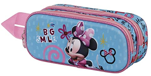 Disney Minnie Mouse Big Smile-3D Double Pencil Case, Blue, 22 x 9.5 cm