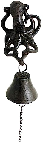 AVLUZ Türklingel aus Gusseisen, Oktopus-Türklingel, Retro-Wandglocke for Aufhängen, rustikale dekorative Türklingel, manuell schüttelnde Türklingel, Gartenhaus-Wandkunst-Dekoration