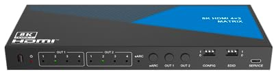 FOURKAY 4x2 8K@60Hz or 4K@120Hz HDMI Matrix with Audio Extraction and Downscaling