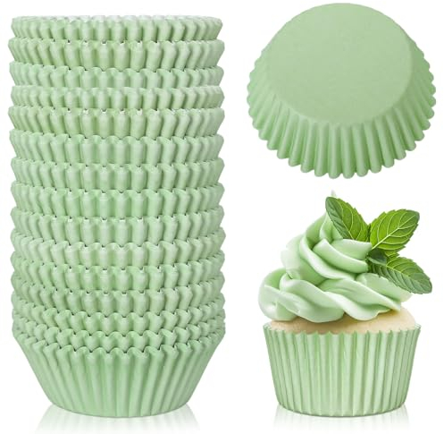 Whaline 300Pcs Sage Green Cupcake Liners Wedding Baking Cups Baby Shower Cupcake Wrappers Holders Muffin Liners for Baby Shower Bridal Shower Birthday Party Decorations
