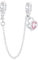 Collana di sicurezza con lucchetto a forma di cuore rosa per San Valentino, con 2 distanziatori in gomma, in argento Sterling 925, con perle abbinabili Pandora, Argento sterling