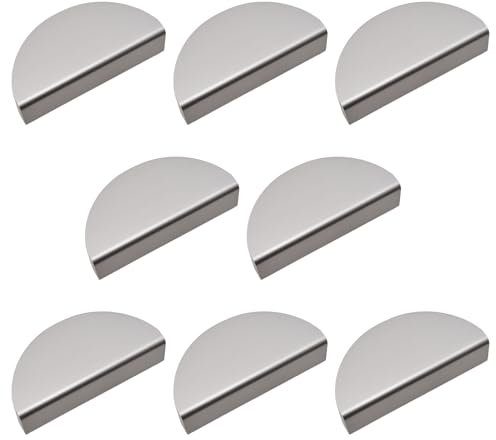 INCREWAY 8PCS Half Moon Drawer Pulls Aluminum Alloy Cabinet Pulls Semicircle Knobs Decorative Door Knobs (Silver Brown)