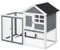 PawHut Kaninchenstall Tannenholz Indoor Outdoor Kleintierstall Kleintierkäfig Kleintierhaus Herausnehmbare Rampe und Bodenwanne Grau+Weiß+Schwarz 122 x 62,6 x 92 cm