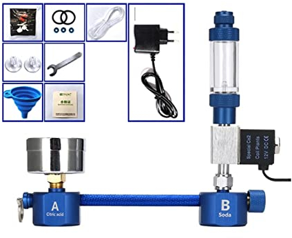 Medidor regulador de CO2 Acuario Bricolaje Barrilete CO2 Aleación de aluminio de la válvula solenoide del contador del contador de burbujas regulador CO2 Kit de generador hidroponia CO2 Sistema de emi