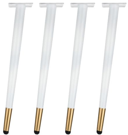 4 Pcs Pieds Métalliques Effilés et Inclinés,Pieds de Meubles Coniques,Pieds de Meubles en Métal,Jambe de Remplacement Coniques,pour Table Basse,Meuble TV,Placard,Or Blanc (12cm/4.7in)