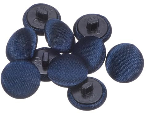 QUARKZMAN 10 Stück Knöpfe 15mm Stoffbezogene Knöpfe Marineblau Nähknöpfe mit Stoff bezogen Runder Kunststoffschaft Ösen Vintage für Anzüge Kleider Blusen Mantel Jacke Blazer Basteln