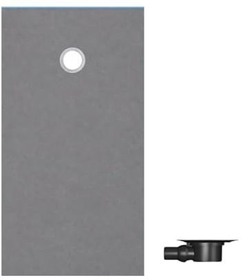 WEDI Receveur de douche à carreler 180 x 90 centimètres rectangle écoulement excentré, verre clair, Metal, Plastic
