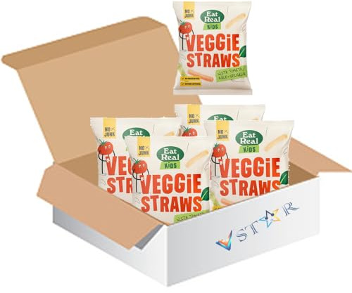 Eat Real Veggie Straws - Kale, Tomato & Spinach, Gluten-Free, Kosher, Vegan, 20g Pack (4)