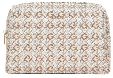 GUESS Dome Top Zip Travel Case L Beige Multi