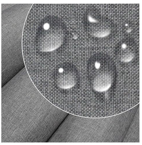 DreamRoots Tela Impermeable por metros Imitación Lino 600D, 220g/m², 160 cm de Ancho, toldo exterior para Tapicería y Toldos Light grey 2M