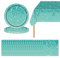 41P Shiny Glitter Diamond Party Tableware Set - Teal Blue Princess Plates, Napkins, Tablecloth - Sparkling Paper Dinnerware for Birthday, Baby Shower, Wedding