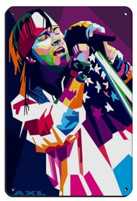 Poster mit männlichem Rocksänger Axl Rose, Retro-Poster, Metallblechschild, schicke Kunst, Retro, Eisenmalerei, Bar, Menschen, Höhle, Café, Familie, Garage, Poster, Wanddekoration, 20 x 30 cm