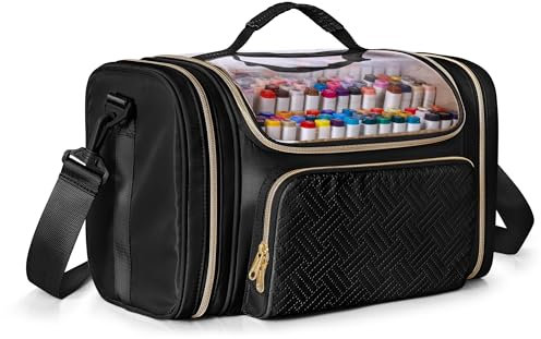 Rexmica Large Storage Bag for 150-300 Markers, Marker Pen Organiser Case with Detachable Divider for Adults, Marker Pen Travel Holder Case for Coloured Pencil, Paint Pen, Other Art Craft Supply, Black
