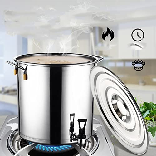 MOKLYF Olla con Grifo - Olla de Acero Inoxidable, Olla Multifuncional para Sopa con Tapa, balde para Sopa de Gran Capacidad con Grifo, balde para té con Agua Caliente(50x60 cm