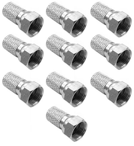 GVSS 10 Pièces F Connector, F-Connector 9mm,Fiches F de 9 mm de large,Connecteur F,Prise F,Adaptateur Antenne TV pour Câble d'Antenne Coaxial et Câble Satellite