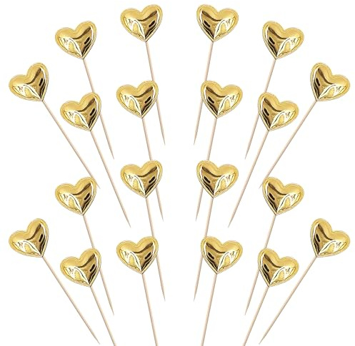 SYKYCTCY 30 Pack Heart Cupcake Toppers Twinkle Sweet Love Heart Cupcake Picks Valentine's Day Cake Topper Happy Birthday Wedding Engagement Baby Shower Cake Decorations Party Supplies