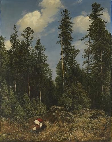 ZHAOSHAN Berühmte Gemälde Moderne Kunst Wandbild Poster Kunstdrucke Schwarzwälder Tannen von Hans Thoma Poster Bilder Leinwand für Wanddekoration 60x90cm