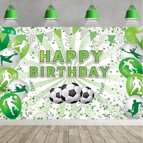 Fußball Geburtstag Deko, Große Fußball Party Banner für Kinder, 180x110 cm, Wetterfest, Hochwertiges Polyester, Mit 10m Schnur, Perfekt für Innen & Außen, Ideale Deko für Geburtstagsfeiern