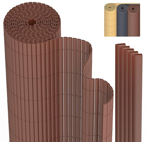 PVC Sichtschutzmatte Sichtschutzzaun 80 x 400 cm Privatsphäre Wetterfest für Garten, Balkon und Terrasse, Sichtschutz mit Strukturierte Oberfläche, Balkonumrandung mit Kabelbindern & Abdeckung