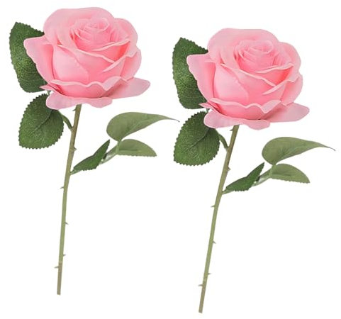 2 Pcs Artificial Roses, Pink Roses, Artificial Plant, Desktop Ornament, for Wedding Home Party Office Decor, Table Centerpieces, DIY Floral Arrangements