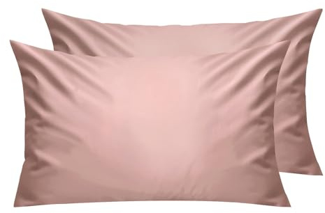 Lirex Lot de 2 Taie Oreiller 40 x 60 cm,100% Coton, Taie d'oreiller Respirantes,Fermeture à Glissière, Rose Pâle