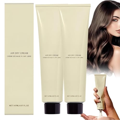 Crema de secado al aire para cabello rizado, cremas para peinar, hidratante y de textura natural, sin calor, fórmula ligera para todo tipo de cabello, 147 ml (2Piezas)