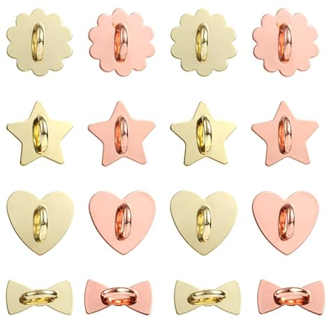 16pcs Phone Charm Holder, Metal Self-Adhesive Non-Ring Stand Including Sunflower Star Bow Heart Shaped Phone Charm Hook Accessories for Mobile Case Pad Tablet