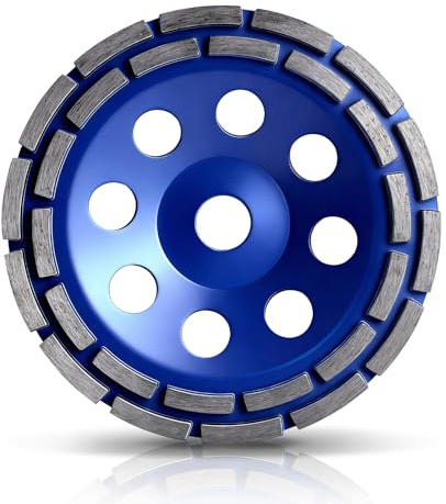 Diamant Schleiftopf 180mm×22.23mm Doppelreihig Topfschleifer Schleifscheibe | für Winkelschleifer & Betonschleifer, Turbo Schleifteller zum Beton Stein Naturstein Fliesenkleber Granit Mauerwerk