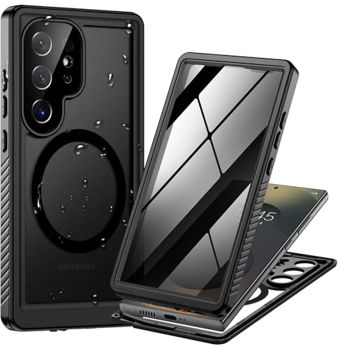 Focusor für Samsung Galaxy S25 Ultra Hülle Sichtschutz Wasserdicht Anti-Spy | Schwarz,Wasserfest Schutzhülle,Waterproof,Handyhülle mit Privacy Displayschutz,Stoßfest,360 Outdoor,Staubdicht,Baustelle