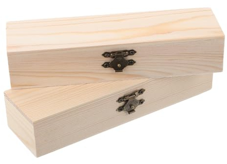 AKOOSY 2 Stück Holz Federmäppchen zum Selbermachen mit Vielseitiger Aufbewahrung Handbemalt für Schule Büro und Selbstgemacht Projekte
