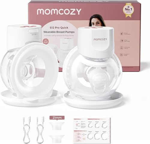 Momcozy S12 Pro Quick Milchpumpe Elektrisch, 2 Pack Weiß | Freihändig breast pump Tragbare Milchpumpe mit DoubleFit 24 mmHybrid-Brusthaube, Brustpumpe mit 3 Modi & 9 Stufen 210 ml
