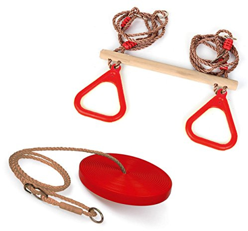 Set Rope Wooden Trapeze Swing & Plate Seat Garden Toy