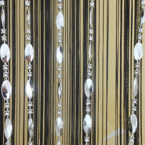 Tangpan Rideau de Porte Perles 100 x 200 cm, Boutons Transparents, décoration, séparateur de pièce, Rideau de fenêtre, moustiquaire, Tissu, Noir, 100 x 200 cm