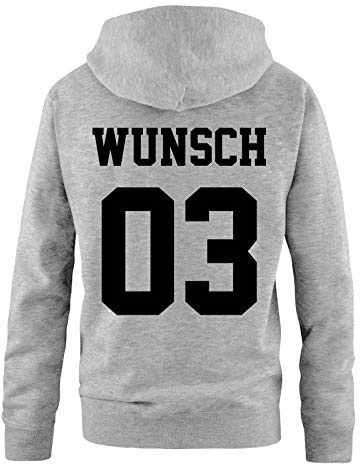 Comedy Shirts - Wunsch - Herren Hoodie - Grau/Schwarz - Gr. L