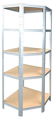 Eckregal Stecksystem 200 x 80 x 50 cm mit 5 Böden für Schwerlastregale mit 50 cm Tiefe: Ideale Ergänzung durch Ausnutzung der Ecken für Metallregal, Kellerregal, Lagerregal, Garagenregal