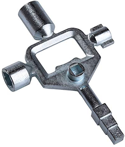 SCHÜNKE Schaltschrankschlüssel mit stufigen Aussenvierkant, stabiler & handlicher Universalschlüssel aus Zink, nutzbar als Vierkantschlüssel, Dreikantschlüssel, Entlüftungsschlüssel, uvm.