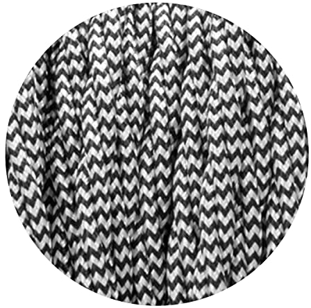 10m 3 Core Twisted Vintage Italian Style Braided Electrical 6mm Cable with Earth Wire, Black & White Antique Rope Woven Silk Lighting Flexible Fabric 0.75mm Cord, DIY Pendant Light, VDE Certification
