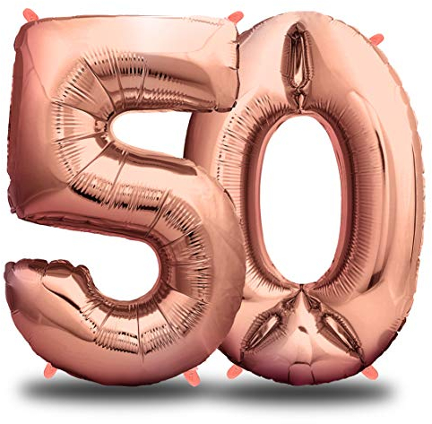 envami® Palloncini Compleanno 50 Anni Oro Rosa 101 CM - Palloncino Numero 50 - Numeri Gonfiabili Compleanno - Decorazioni Compleanno - Palloncino 50 Anni Compleanno - Vola con l'Elio