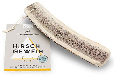 naftie Hirschgeweih halbiert Geweihsnack - Geweih Hundeknochen - S für kleine Hunde & Welpen - Kau-Spielzeug geruchsarm & langlebig
